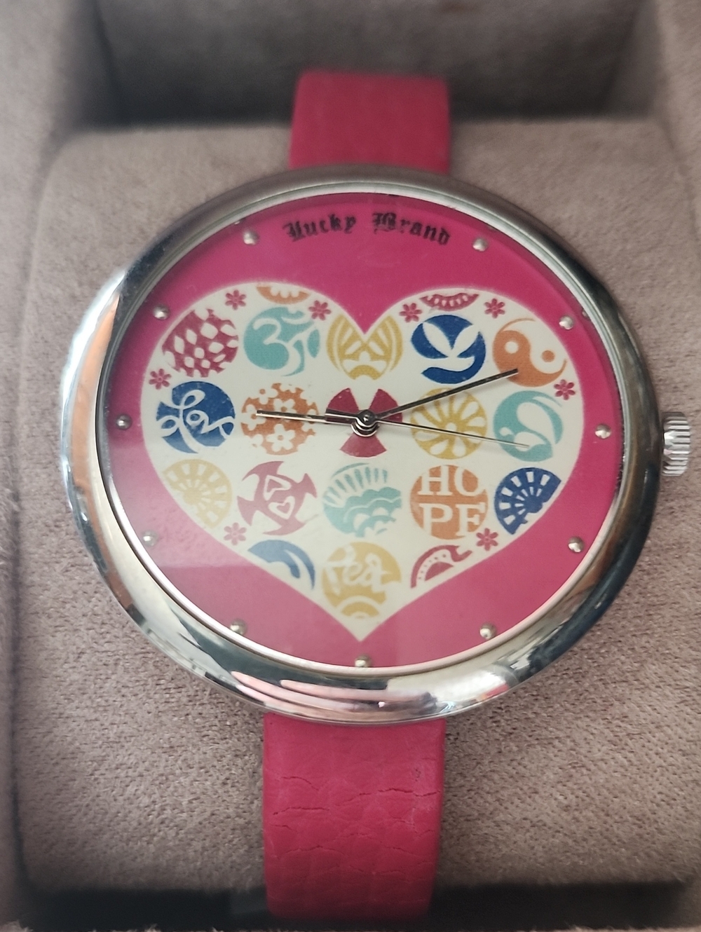 Lucky Brand Pink Strap Heart Motif Women's Watch
